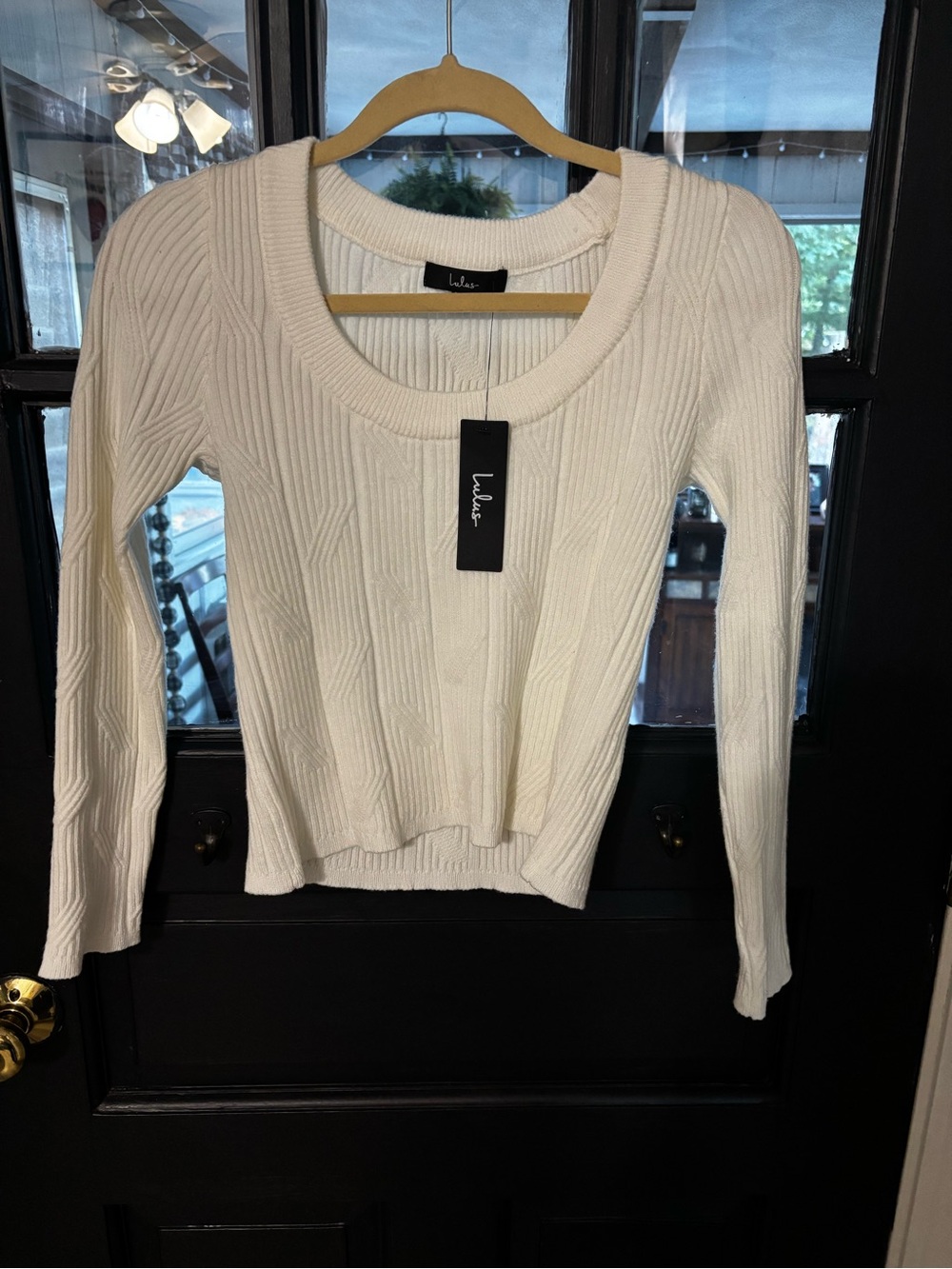 Lulu's Cream Ribbed Scoop-Neck Sweater